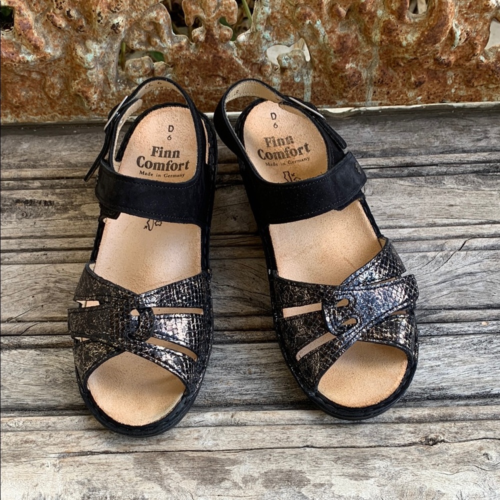 Finn Comfort Black Sandals Orthopedic Support - Picture 1 of 12
